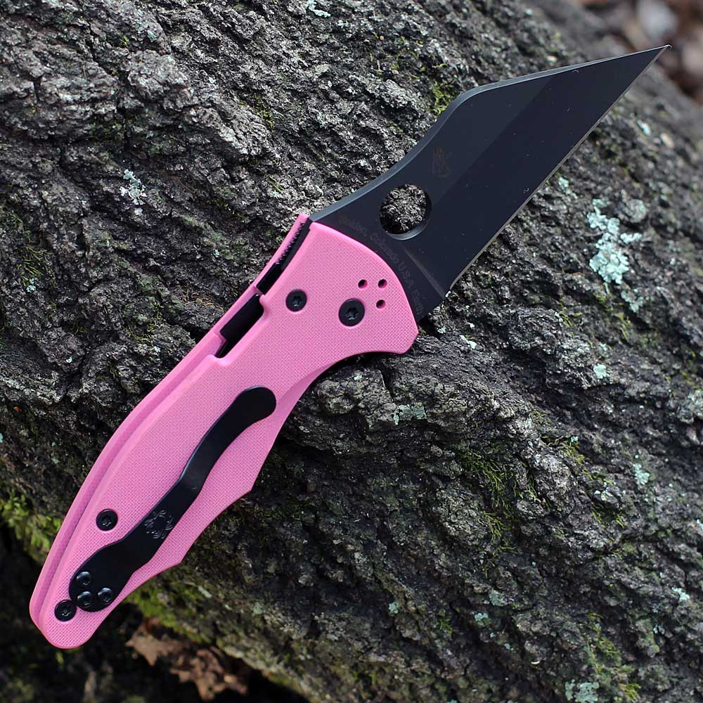 CPM S30V Black DLC Wharncliffe Pink G-10