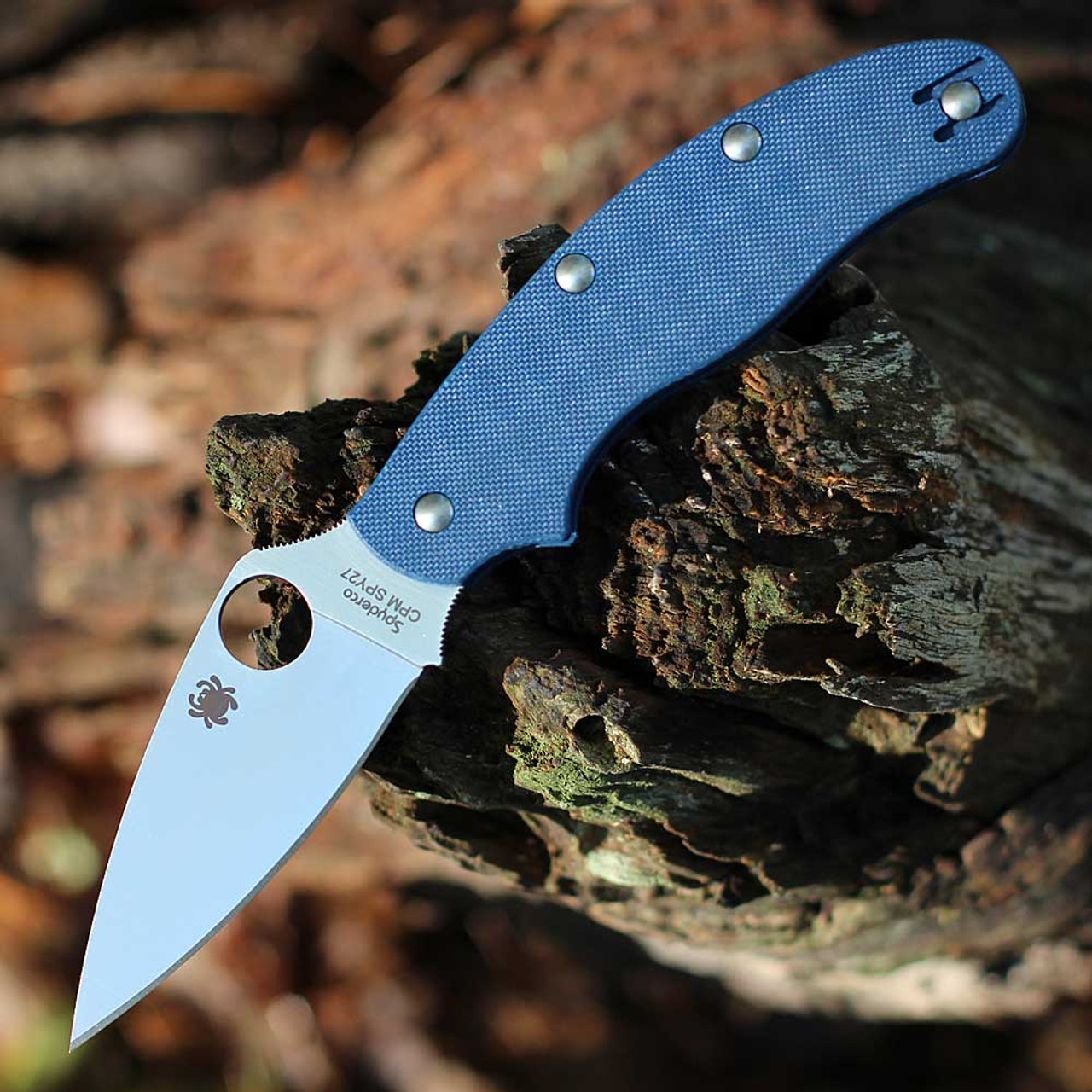 Spyderco UK Penknife (C94GPCBL) 2.57" CPM-SPY27 Satin Drop Point Plain Blade, Cobalt Blue G-10 Handle