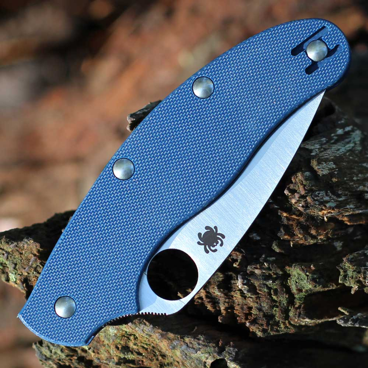 Spyderco UK Penknife (C94GPCBL) 2.57" CPM-SPY27 Satin Drop Point Plain Blade, Cobalt Blue G-10 Handle