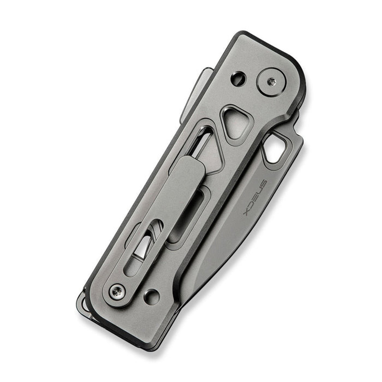 WE Knife Tyro (WE24001-2) 2.91" CPM-20CV Stonewashed Drop Point Plain Blade, Gray Titanium Handle w/ Satin Accents