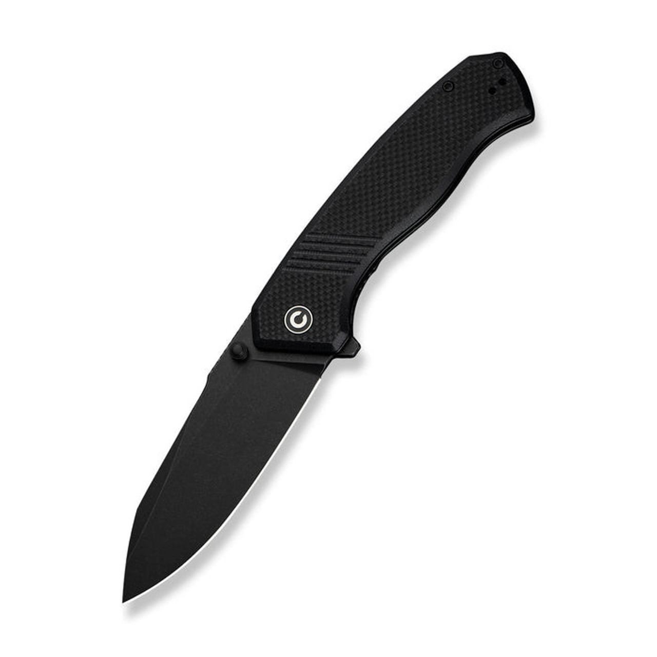 CIVIVI Knives Placoid (C23079-1) 3.67" Sandvik 14C28N Blackwashed Clip Point Plain Blade, Black Coarse G-10 Handle