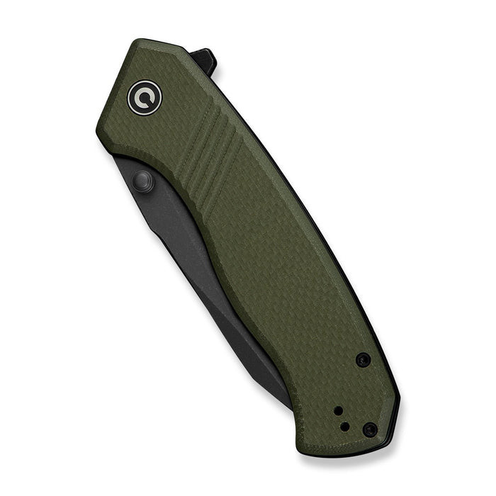 CIVIVI Knives Placoid (C23079-3) 3.67" Sandvik 14C28N Blackwashed Clip Point Plain Blade, OD Green Coarse G-10 Handle