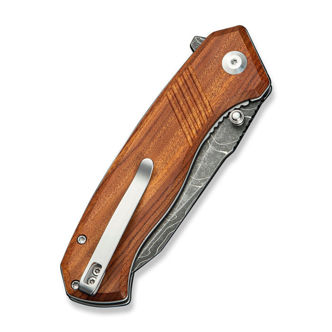 CIVIVI Knives Placoid (C23079-DS1) 3.67" Damascus Clip Point Plain Blade, Guibourtia Wood Handle