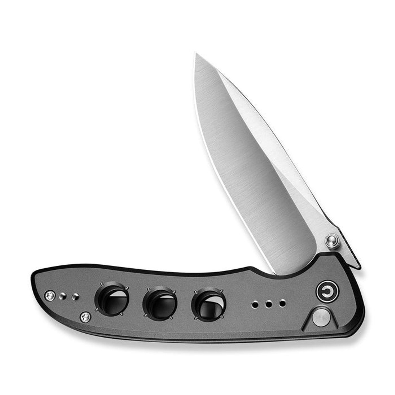 CIVIVI Knives Hyperpulse (C23087A-3) 3.5" Sandvik 14C28N Satin Drop Point Plain Blade, Gray Aluminum Handle