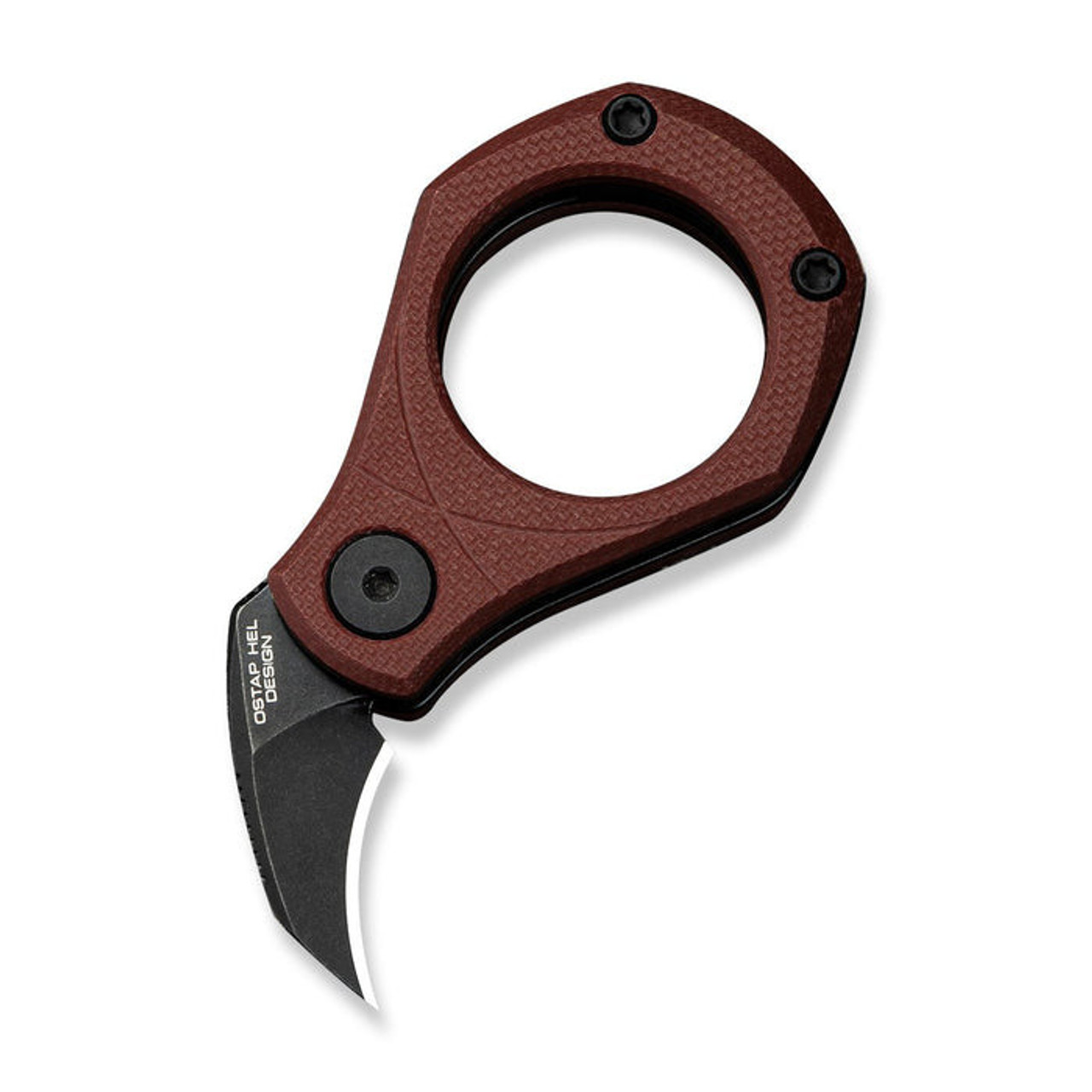 CIVIVI Pyrus (C23038-1) 0.65" Sandvik 14C28N Blackwashed Hawkbill Plain Blade, Burgundy G-10 Handle