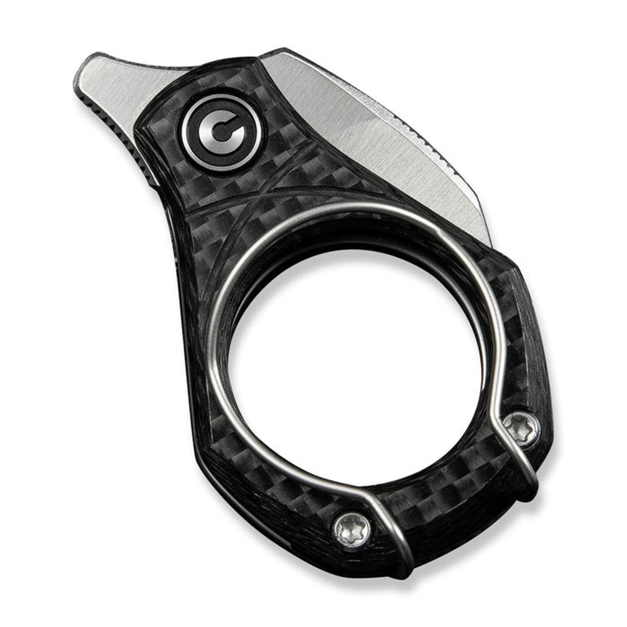 CIVIVI Pyrus (C23038-3) 0.65" Sandvik 14C28N Satin Hawkbill Plain Blade, Black Twill Carbon Fiber Handle