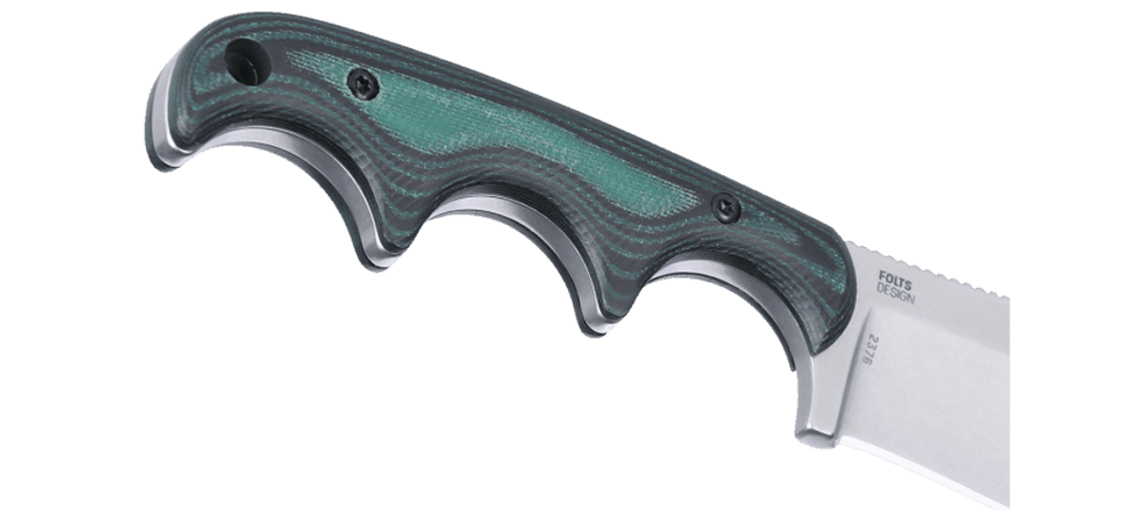 CRKT Minimalist Nessmuk (2376) 2.9" D2 Stonewashed Drop Point Plain Blade, Green Micarta Handle, Black Thermoplastic Neck Sheath