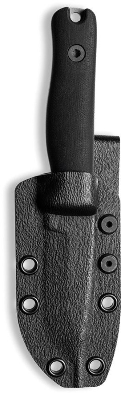 Reiff Knives F3 (REKF3MCBCK) 2.9" Magnacut Matte Stonewashed Drop Point Plain Blade, Black Canvas Micarta Handle, Back Kydex Belt Sheath