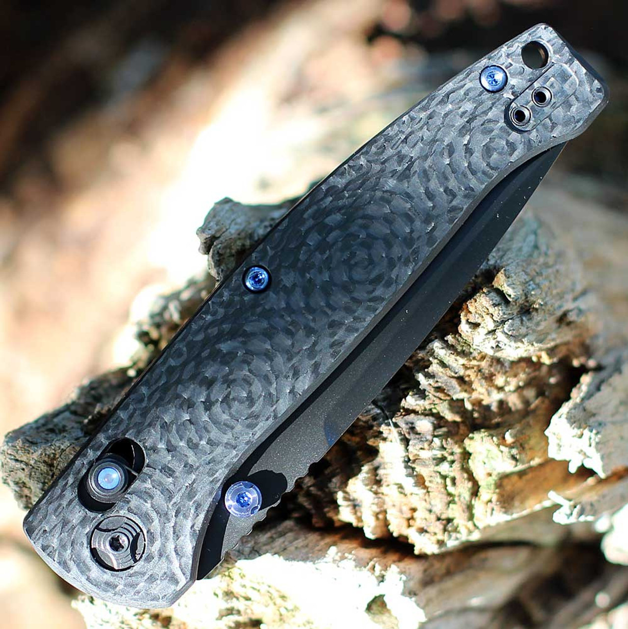 Hogue Mysto Collector Series (HO24492-LIM) 3.4" CPM Magnacut Black Clip Point Plain Blade, CNC Milled Carbon Fiber Handle, Blue Tritium Able Lock