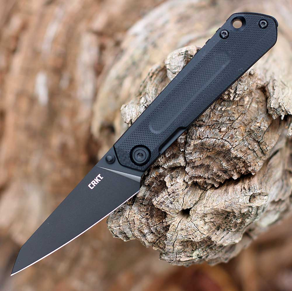 CRKT Straight (2670) 2.6" D2 Black Oxide Coated Wharncliffe Plain Blade, Black G-10 Handle
