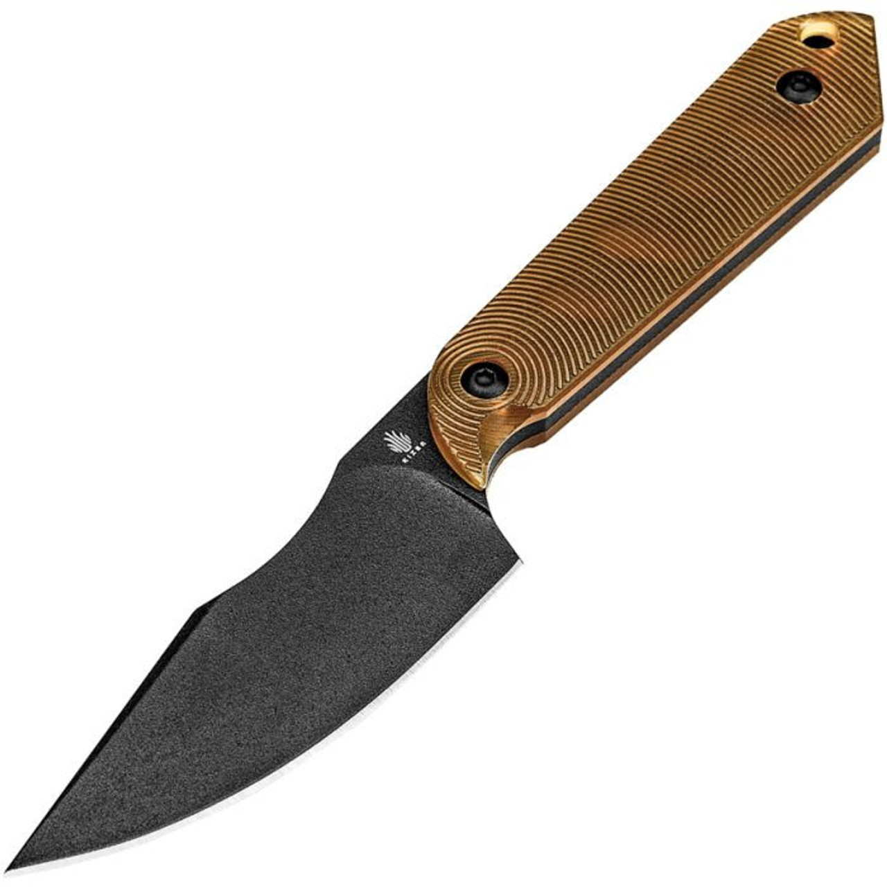 Kizer Harpoon Mini (1040S5) 3" CPM-3V Blackwashed Drop Point Plain Blade, Yellow PEI Handle, Black Kydex Neck Sheath