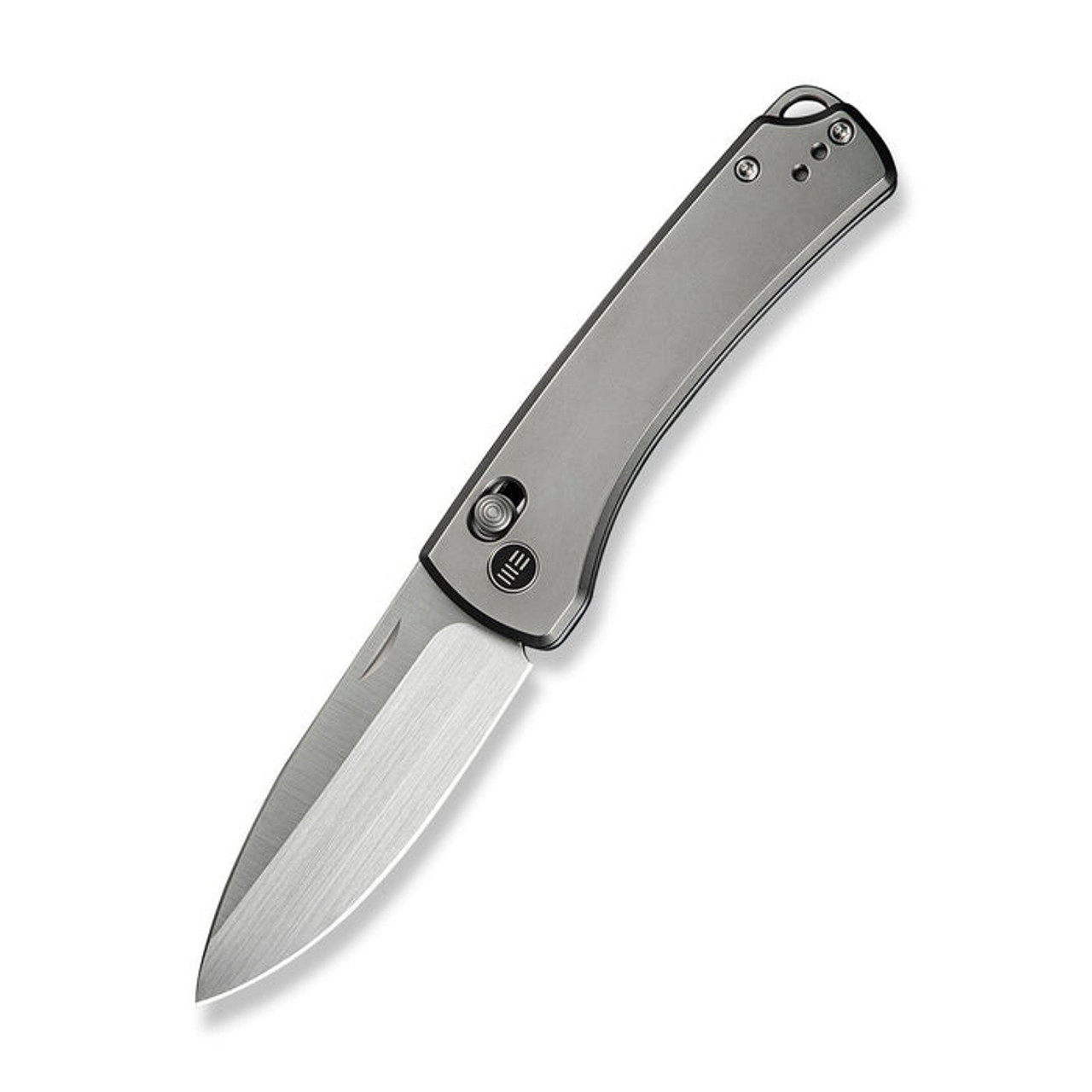 WE Knife Nightblade (22046-2) 2.98" CPM-20CV Hand Rubbed Satin Drop Point Plain Blade, Polished Bead Blasted Titanium Handle