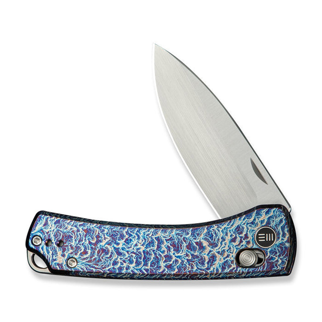WE Knife Nightblade (22046-4) 2.98" CPM-20CV Hand Rubbed Satin Drop Point Plain Blade, Flamed Titanium Handle