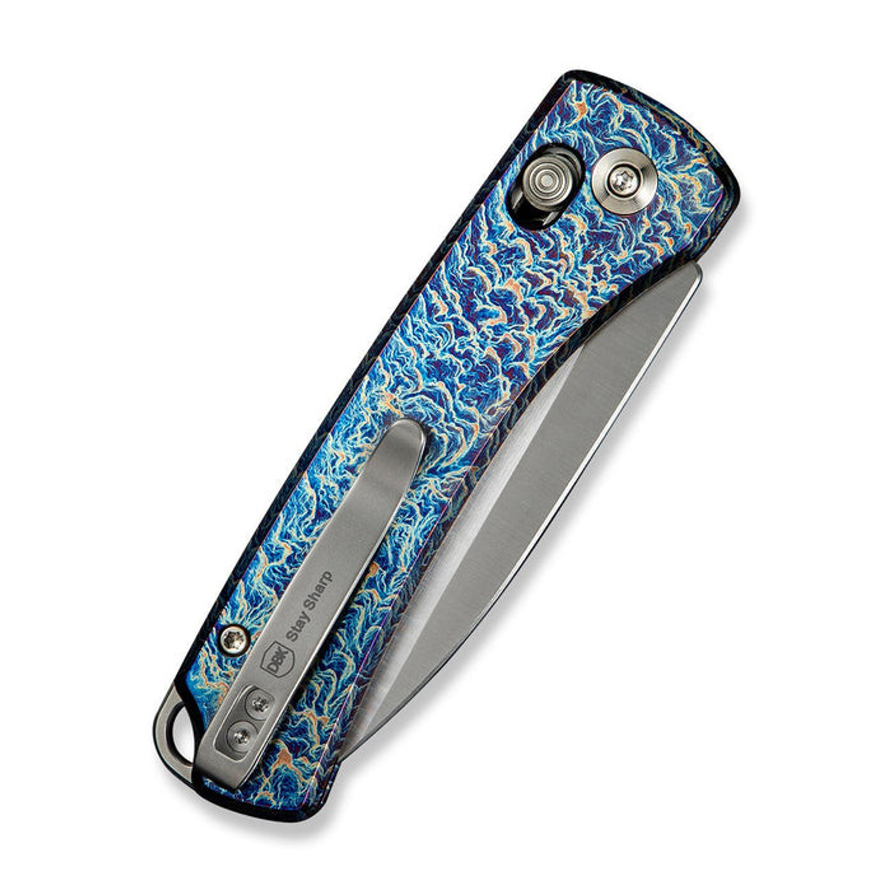 WE Knife Nightblade (22046-4) 2.98" CPM-20CV Hand Rubbed Satin Drop Point Plain Blade, Flamed Titanium Handle