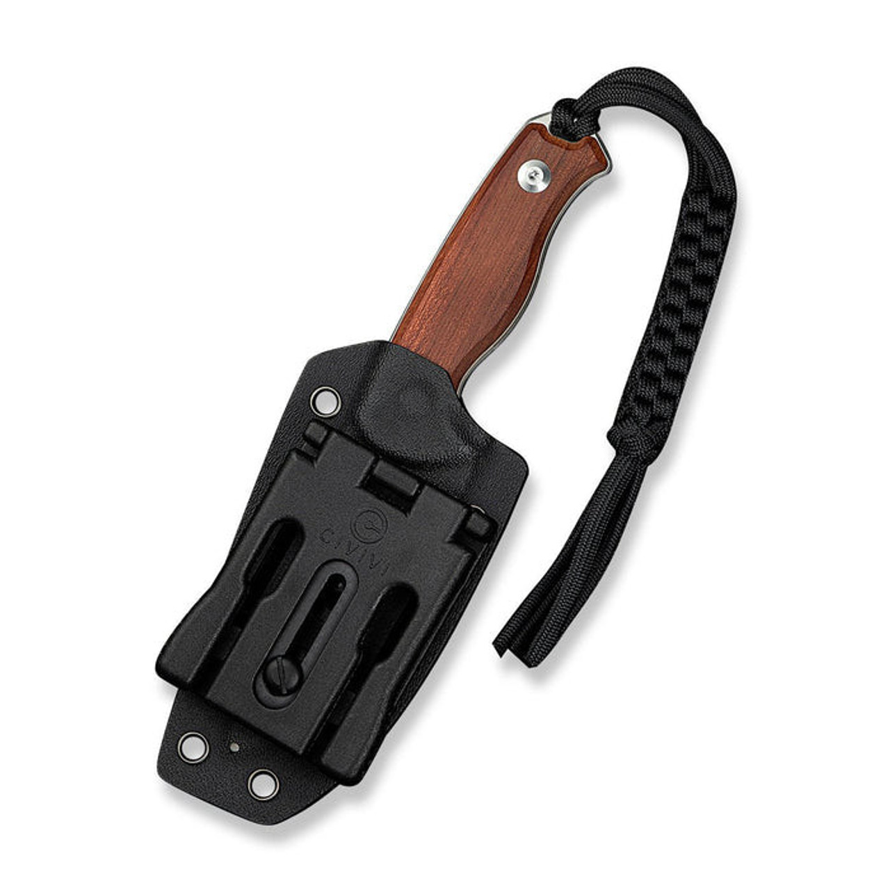 CIVIVI Timberbark (C23094-4) 3.2" Sandvik 14C28N Satin Drop Point Plain Blade, Guibourtia Wood Handle, Black Kydex Sheath