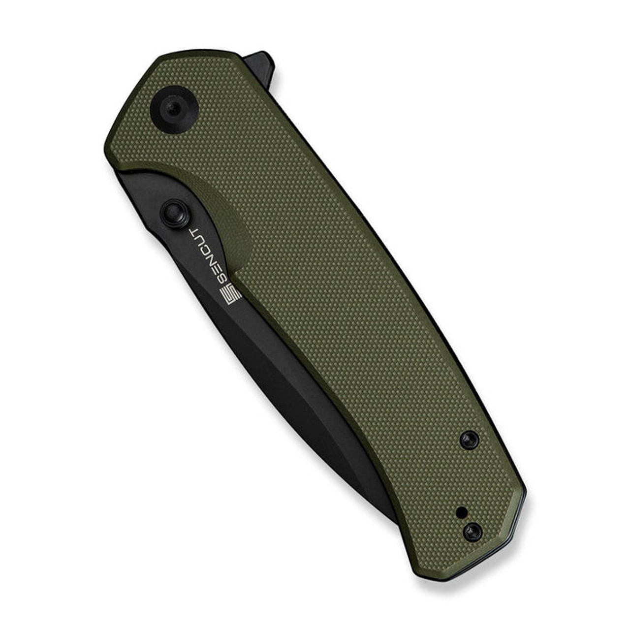 Sencut Skarnax (S24025-2) 3.79" 9Cr18MoV Black Drop Point Plain Blade, OD Green G-10 Handle