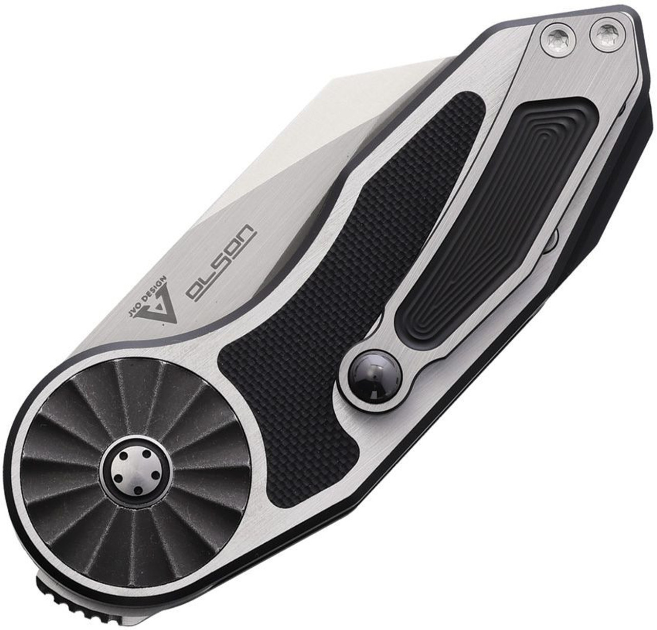 Begg Knives Micro Burst Button Lock (BG061) 2.25" VG-10 Satin Wharncliffe Blade, Grey Aluminum with Black G-10 Handle