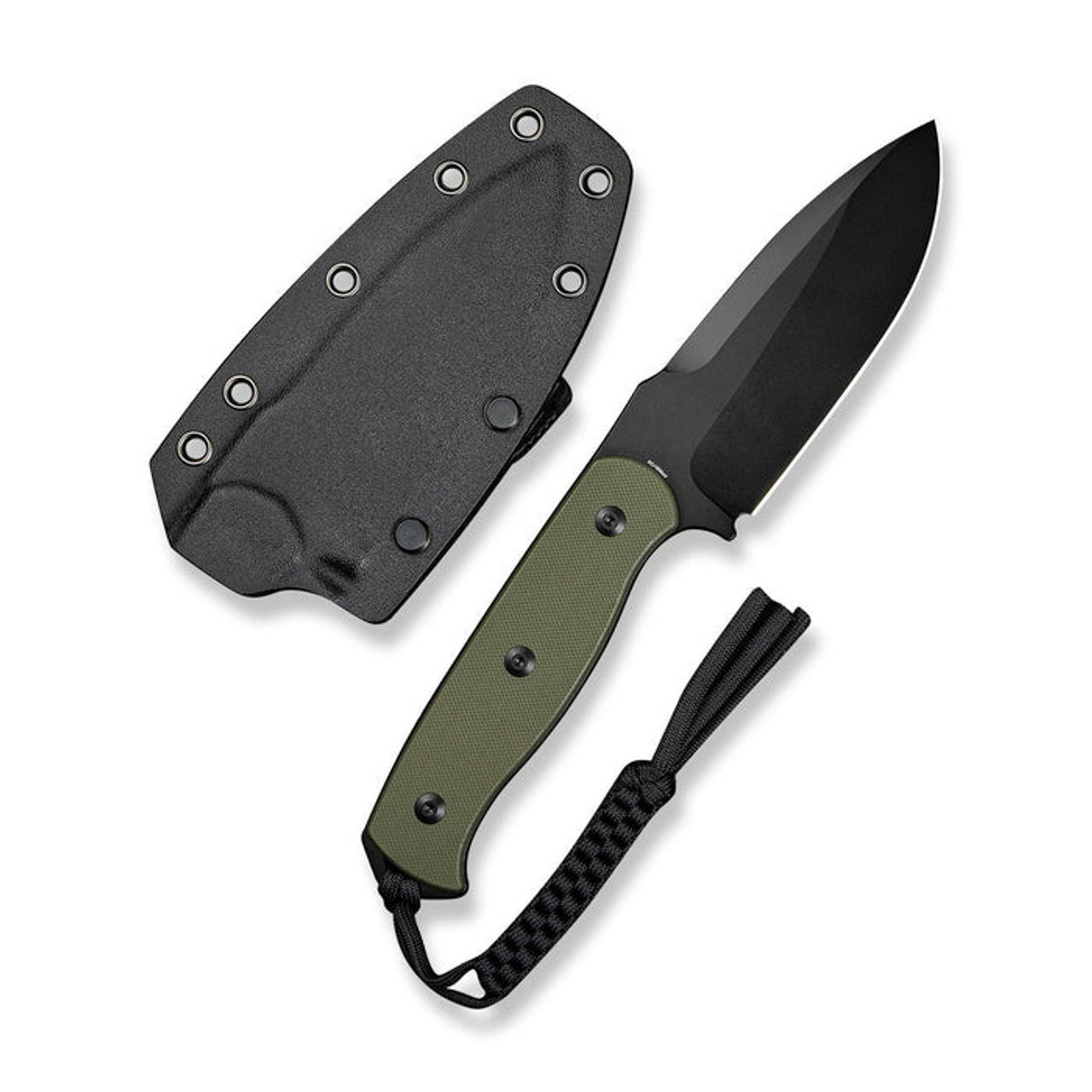 Sencut Toxodon (S24036-2) 4.57" 9Cr18MoV Black Drop Point Plain Blade, OD Green G-10 Handle, Black Kydex Sheath