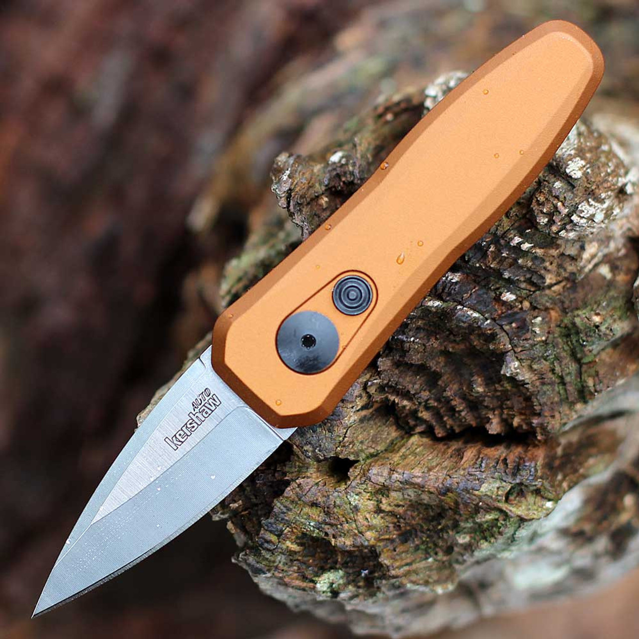 Kershaw Launch 4 Automatic Knife (KS7500BRZ)- 1.90" Satin CPM 154 Spear Point Plain Blade, Bronze Aluminum Handle