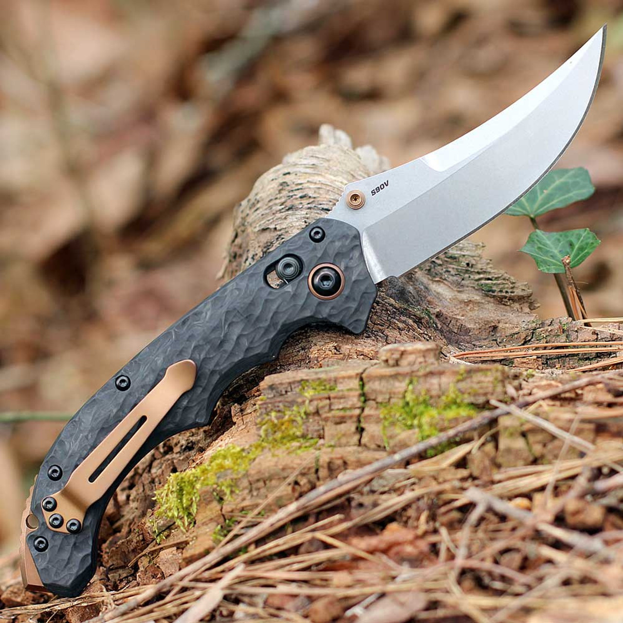 Premium CPM-S90V steel plain edge Scimitar blade Stonewashed finish