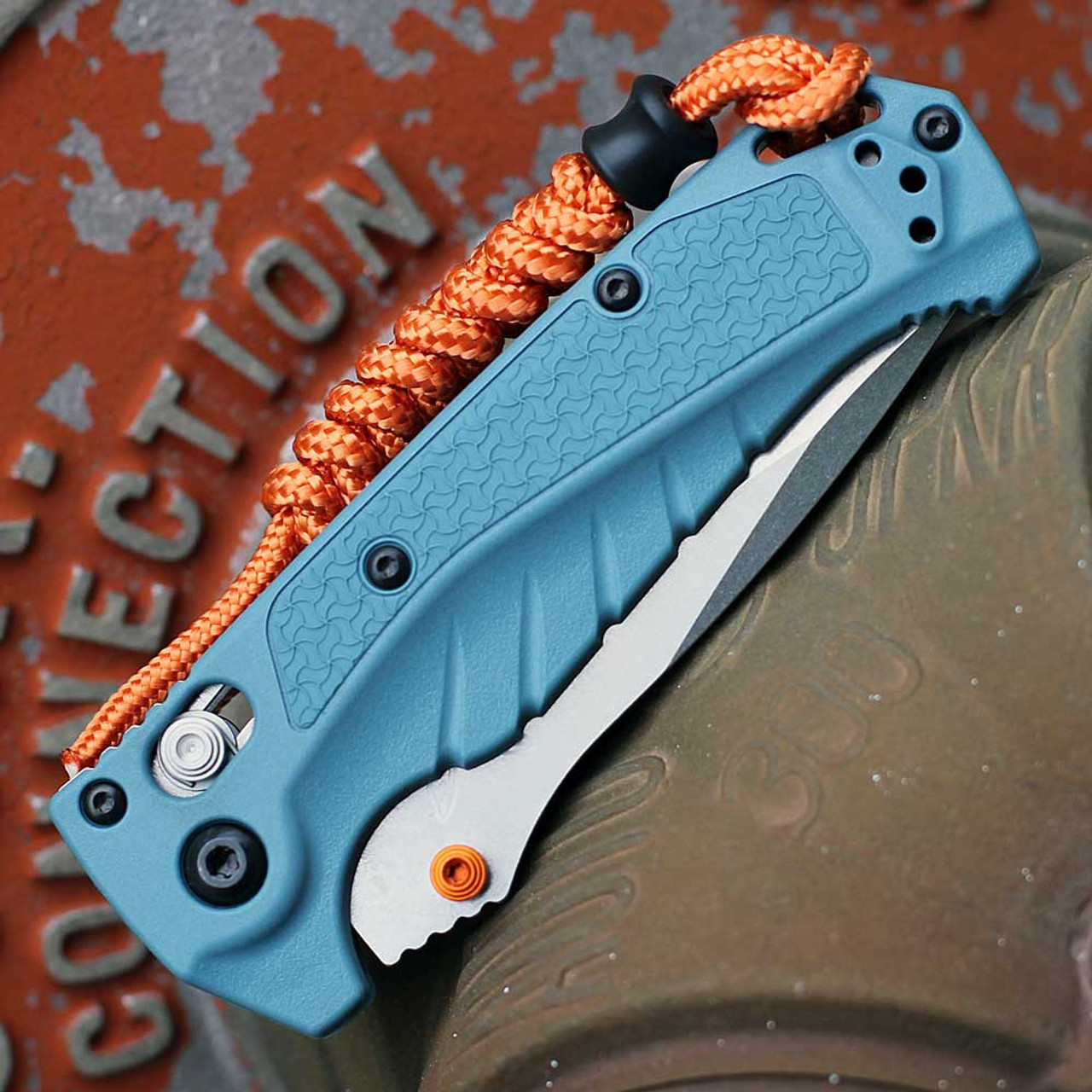 Depth Blue Grivory handle on Benchmade Mini Adira waterman's knife