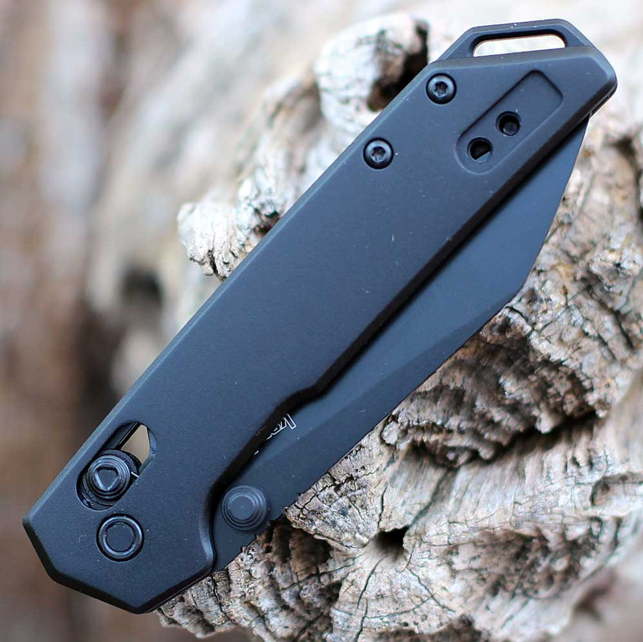Kershaw Mini Iridium (2051RBLK) 3" D2 Black Reverse Tanto Plain Blade, Black Anodized Aluminum Handle