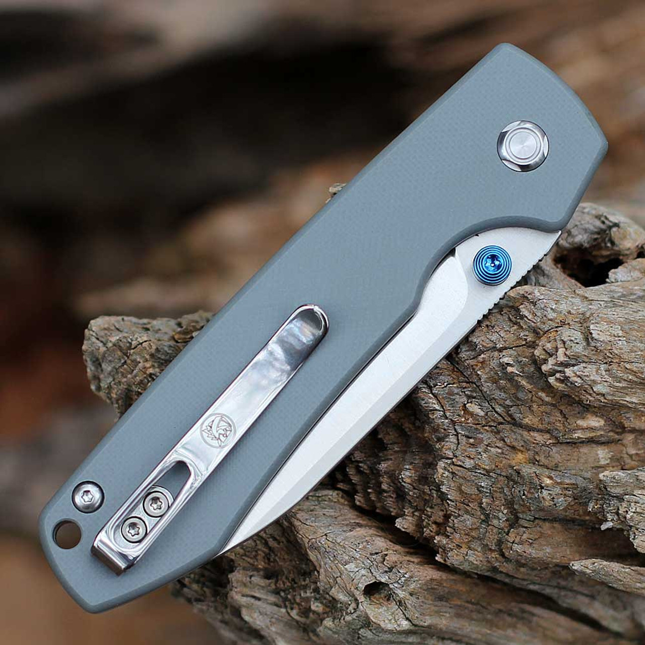 Vosteed Raccoon (A2906) 3.25" Sandvik 14C28N Satin Drop Point Plain Blade, Gray G-10 Handle