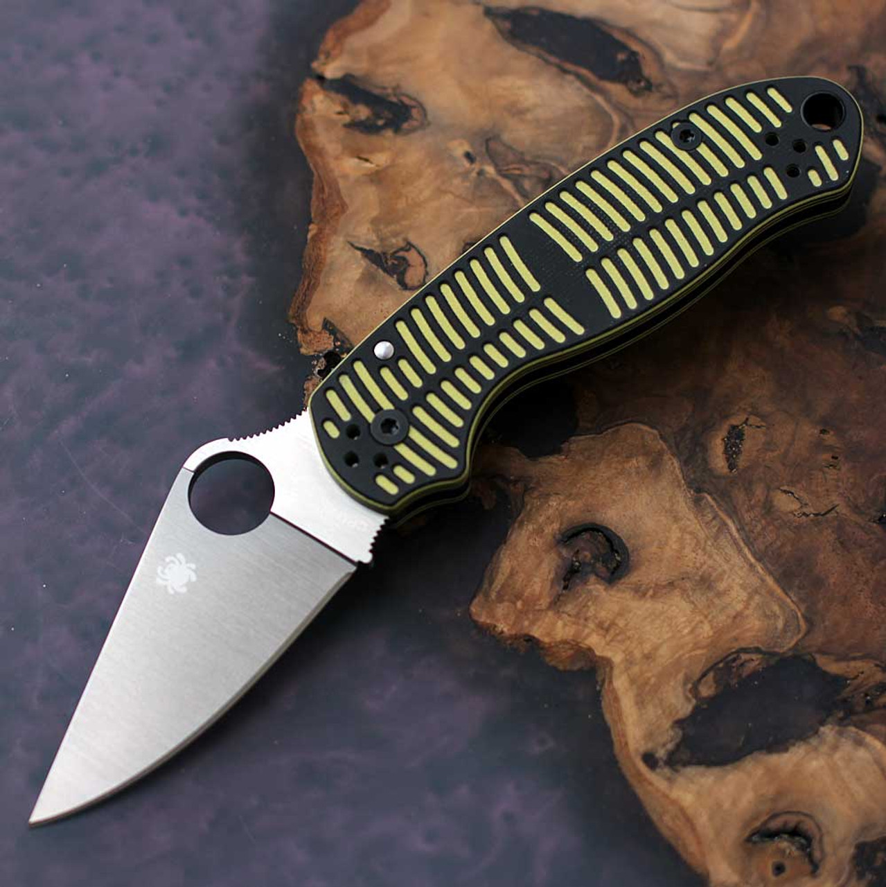 Spyderco Para 3 Salt (C223GBKYLMCP) 2.93" CPM-MagnaCut Satin Drop Point Plain Blade, Yellow and Black G-10 Handle