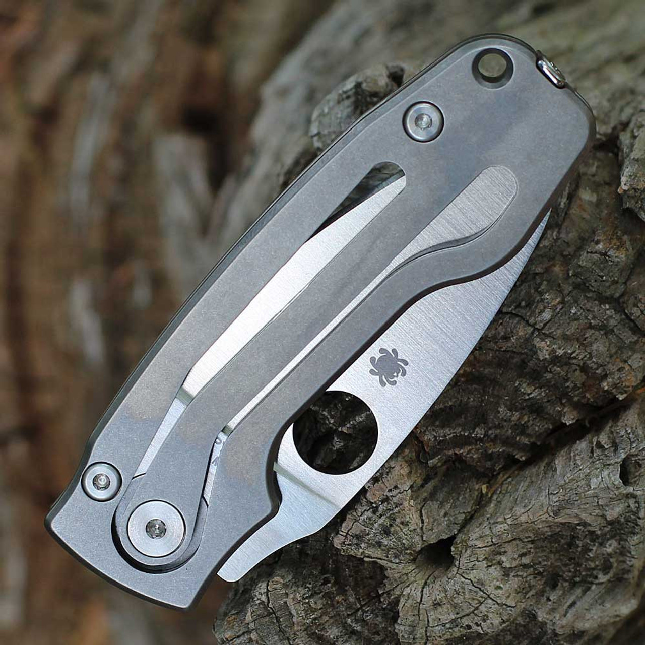 Spyderco PITS 2 SLIPIT (C269TIP) 2.74" Bohler M398 Satin Drop Point Plain Blade, Matte Finished Titanium Handle