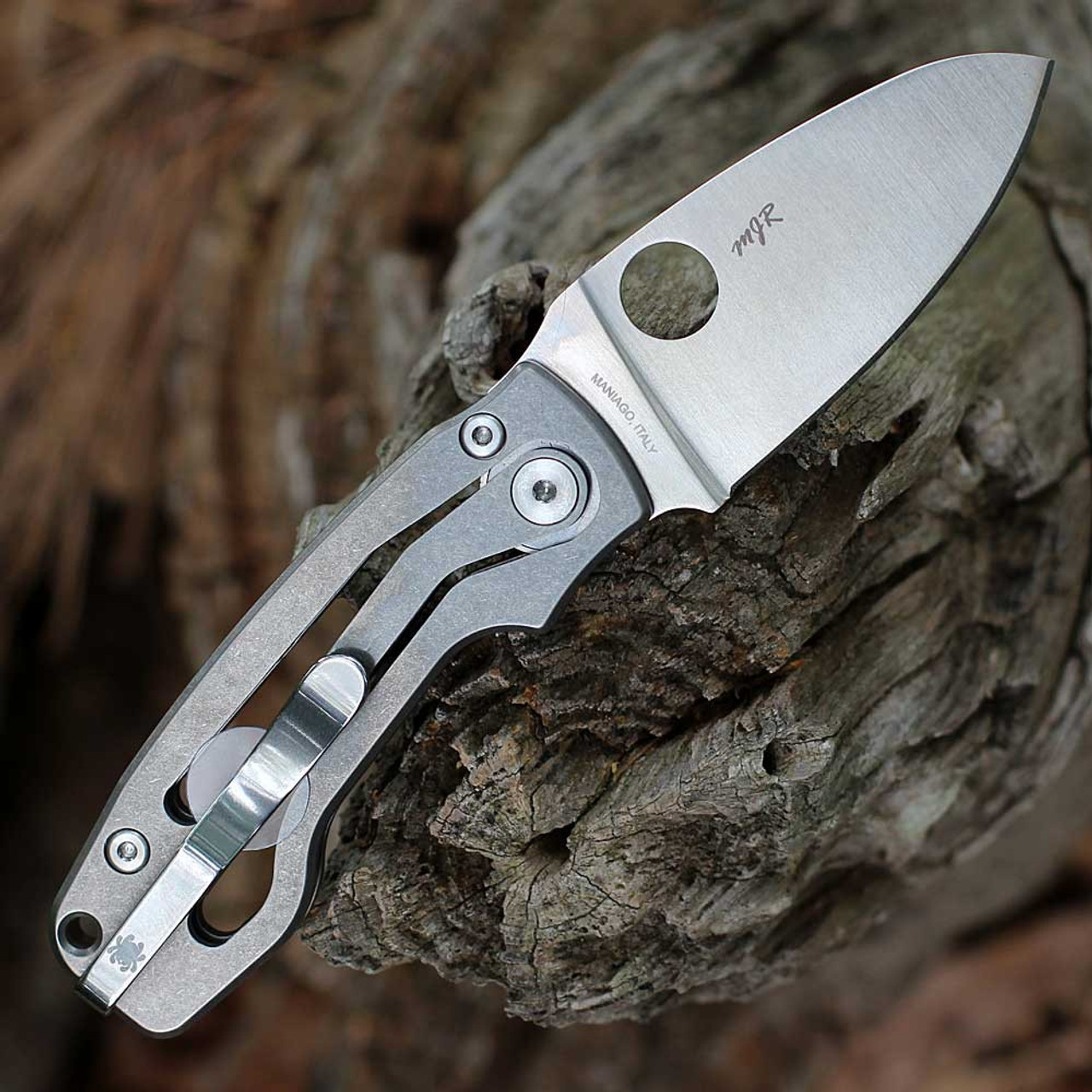 Spyderco PITS 2 SLIPIT (C269TIP) 2.74" Bohler M398 Satin Drop Point Plain Blade, Matte Finished Titanium Handle