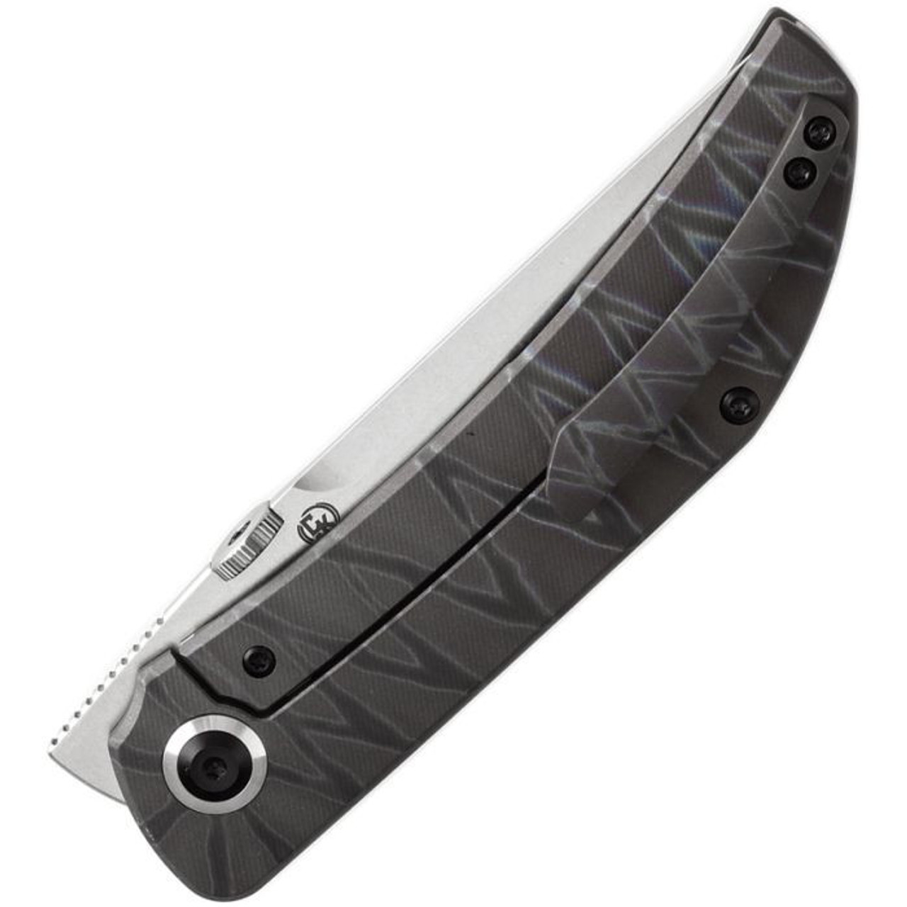 Kansept Tarkin (K1078A6) 3.42" CPM-20CV Satin Tanto Plain Blade, Tiger Stripe Flamed Titanium Handle