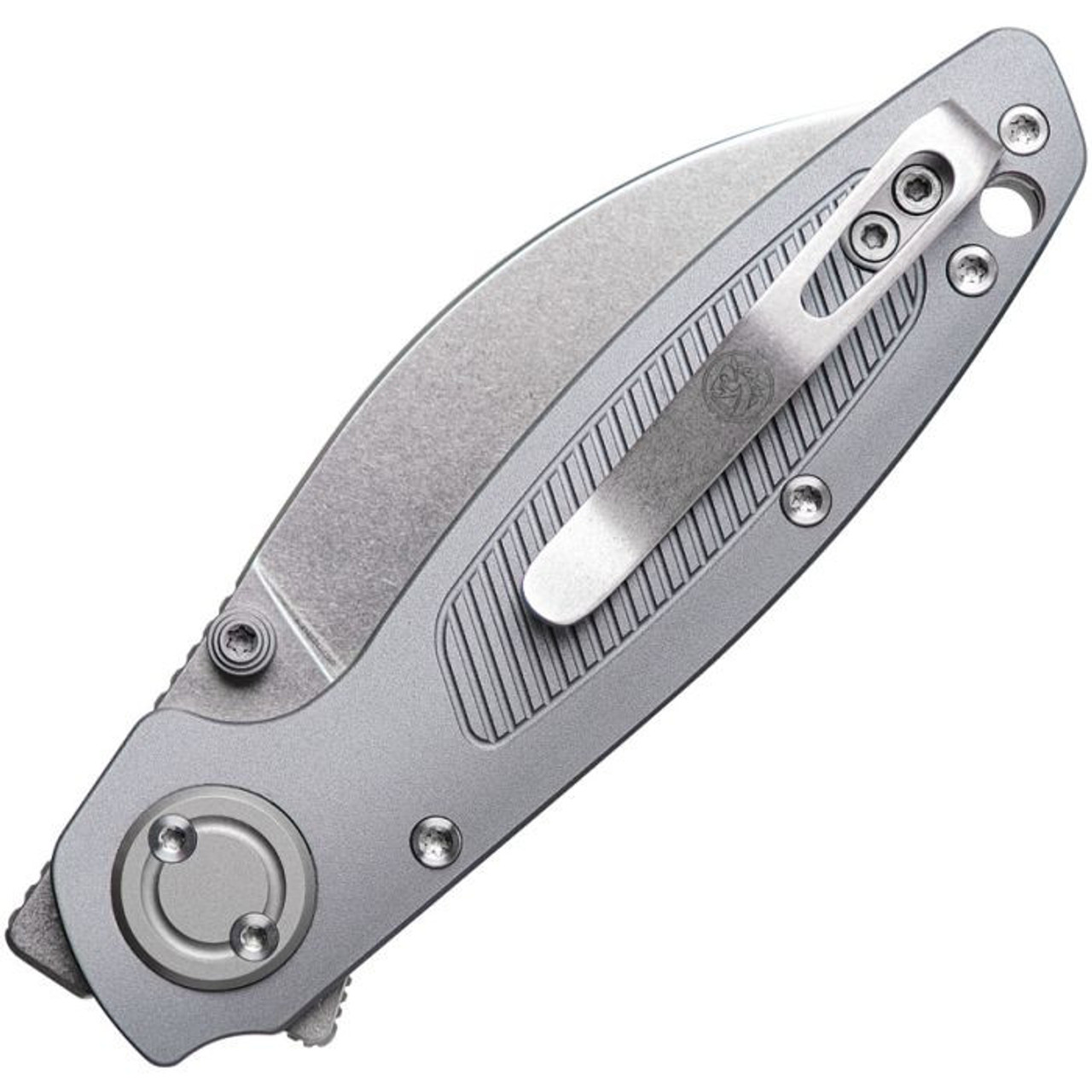 Vosteed Shilin Cutter (A2805) 2.9" Elmax Stonewashed Sheepsfoot Plain Blade, Gray Aluminum Handle