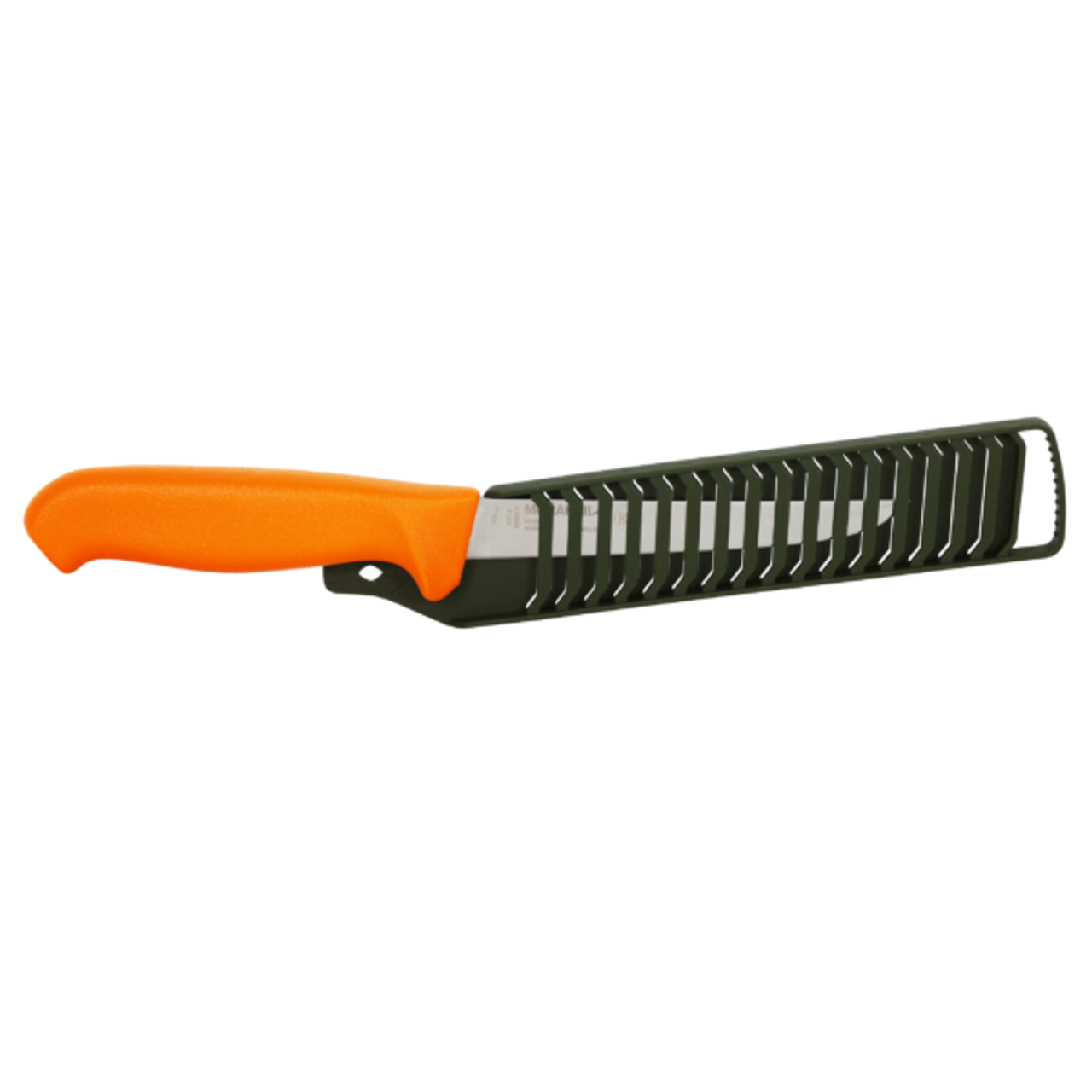 Mora Hunting Narrow Boning (S) (M-14235) 5.28" Swedish Stainless Steel Satin Boning Plain Blade, Burnt Orange TPE, OD Green Polymer