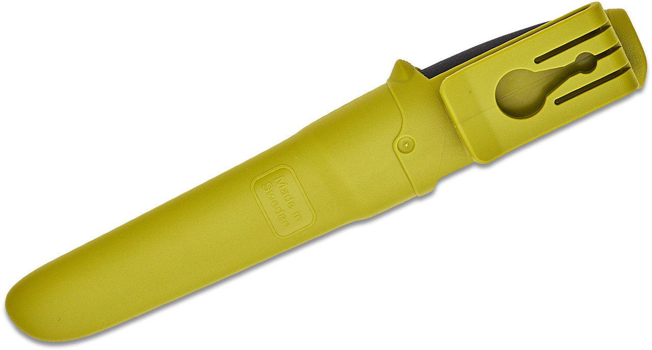 Mora Companion (S) (14075) 4" Swedish Stainless Steel Polished Clip Point Plain Blade, Olive Green and Black TPE Handle, Olive Green Polymer Sheath