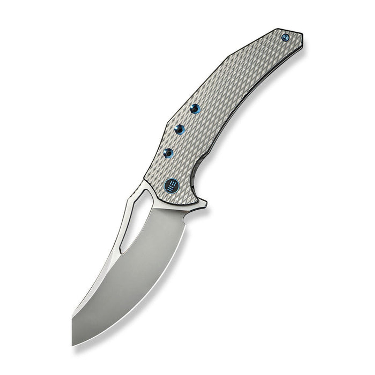 WE Knife Epaulette (WE24024-3) 3.45" Bohler M390 Polished and Bead Blasted Reverse Tanto Plain Blade, Polished and Bead Blasted Titanium Handle