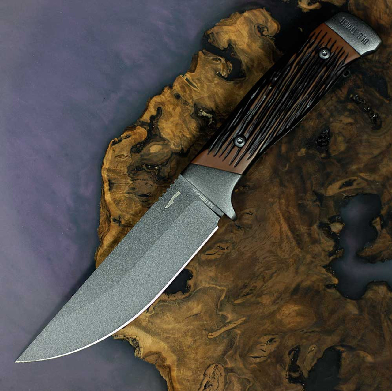 Schrade Old Timer Frontier (131OTF) 5" 7Cr17MoV Gray Drop Point Plain Blade, Brown Luxewood Composite Handle, Brown Leather Sheath