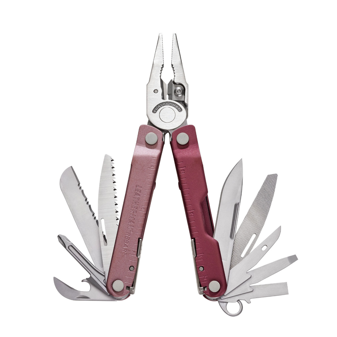 Leatherman Rebar (833316) Heathered Cranberry Handles, Heathered Cranberry Nylon Sheath - 17 Tools