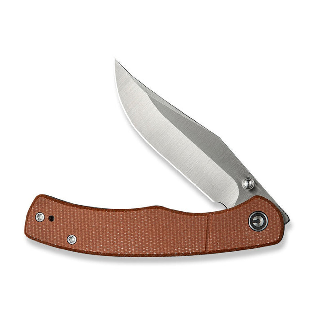 CIVIVI Clingman (C23065-3) 2.99" Nitro-V Satin Clip Point Plain Blade, Brown Canvas Micarta Handle