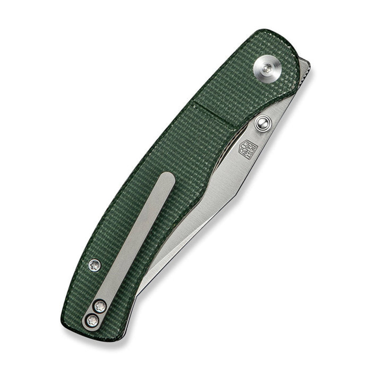 CIVIVI Clingman (C23065-4) 2.99" Nitro-V Satin Clip Point Plain Blade, Green Canvas Micarta Handle