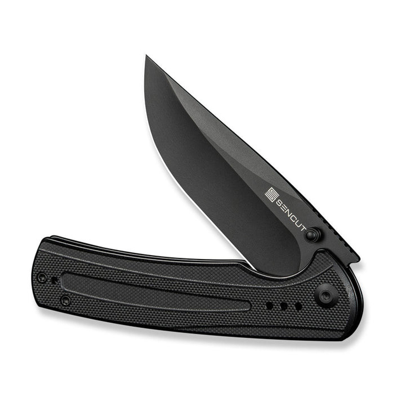 Sencut Regnator (S24057-1) 3.48" 9Cr18MoV Black Clip Point Plain Blade, Black G-10 Handle
