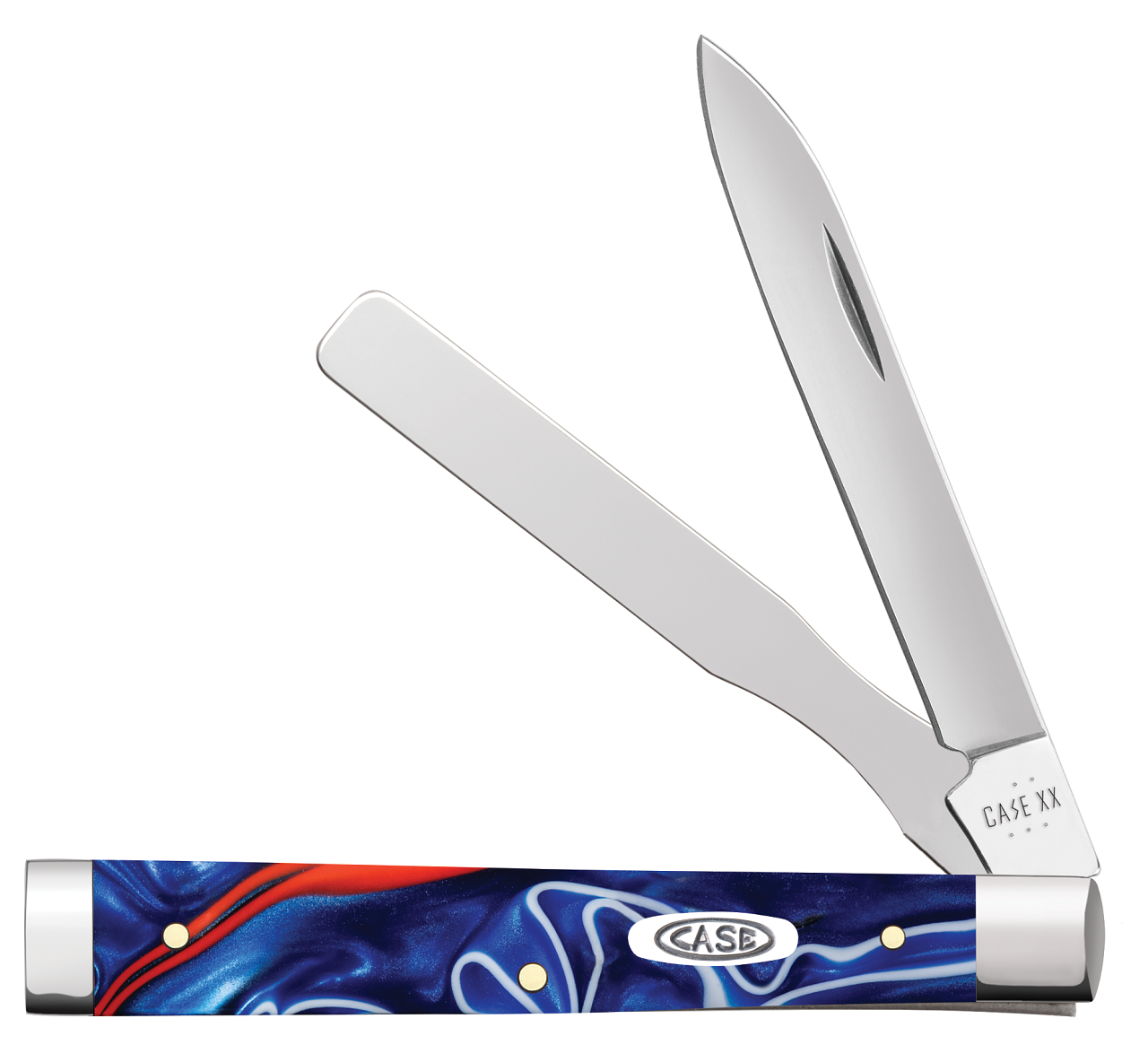 Case Baby Doctor Knife (11227) 2.25" Tru-Sharp Surgical Steel Spear and Spatula Blades, Smooth Patriotic Kirinite Handle