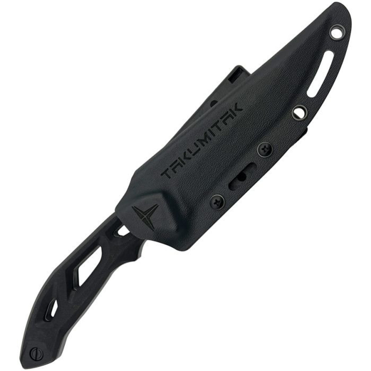 Takumitak Knives Unhinged (TKF209SL) 5" D2 Polished Drop Point Recurve Plain Blade, Black G-10 Handle, Black Kydex Sheath