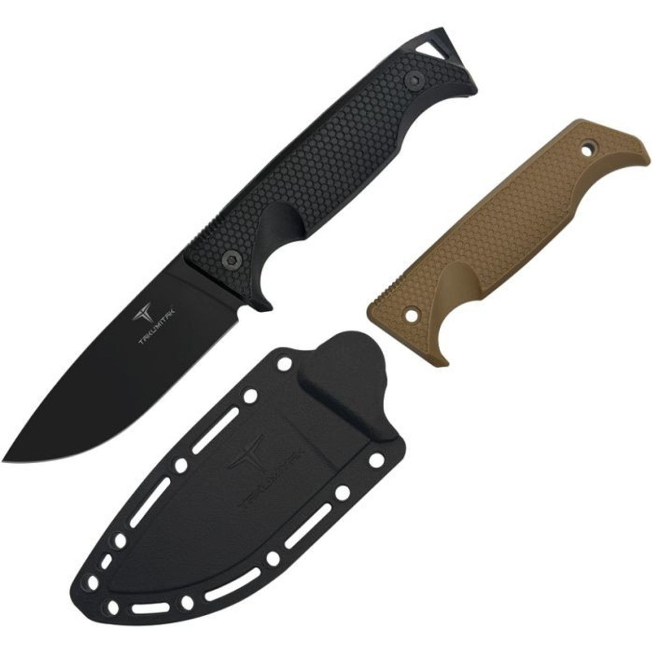 Takumitak Knives Easy Night (TKF304) 4.25" 3Cr13 Black Oxide Coated Drop Point Plain Blade, Black Fiberglass Reinforced Nylon Handle, Black Fiberglass Reinforced Nylon Sheath