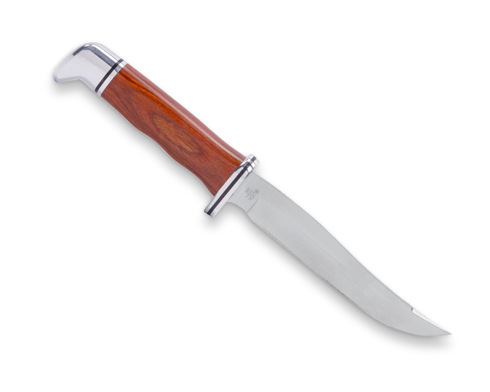 Buck Knives Pathfinder (105CCS1) 5" 420HC Satin Modified Clip Point Plain Blade, Cocobolo Wood Handle, Black Leather Sheath