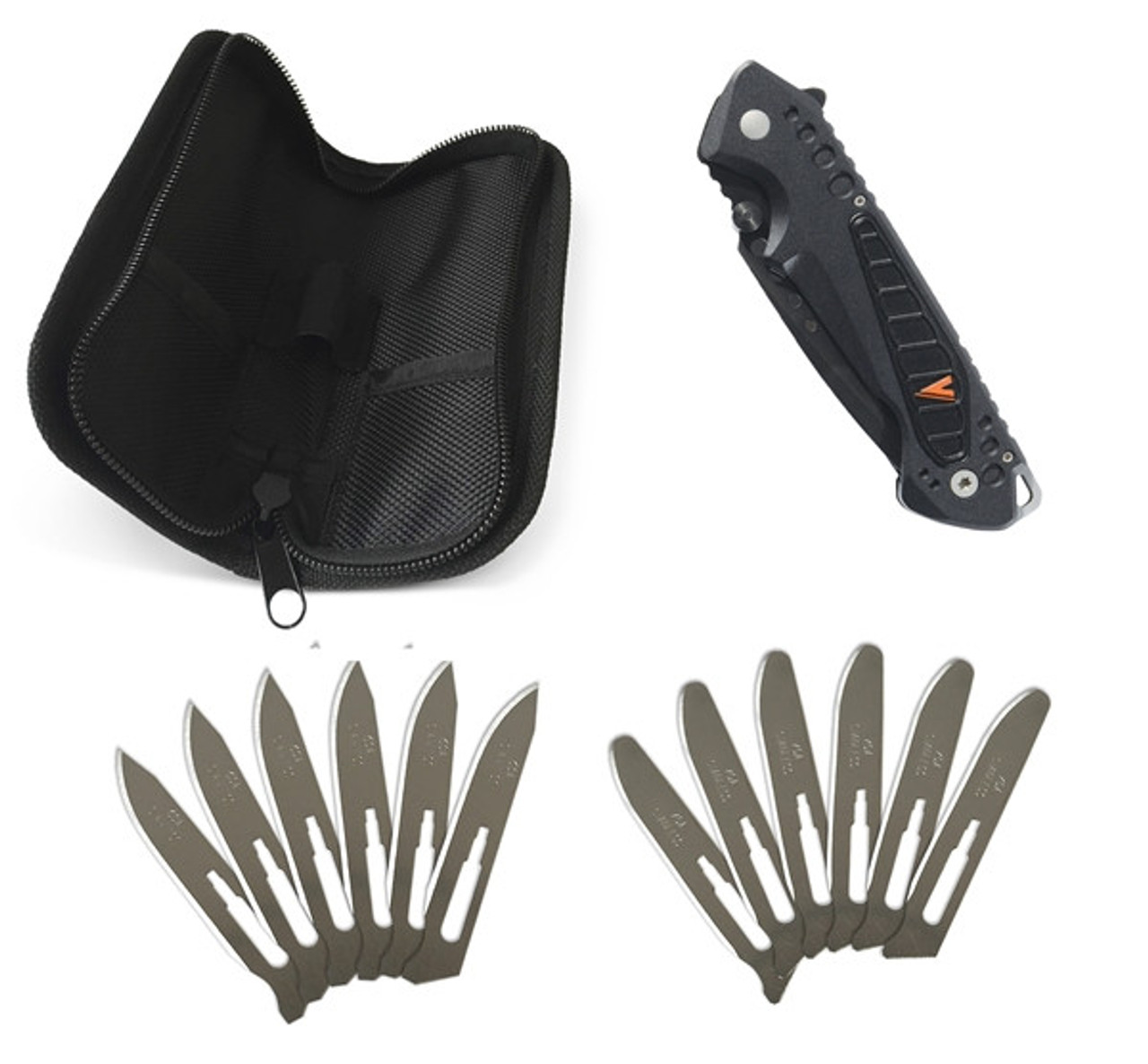 Havalon EXP (XTC-EXP) 3.06" AUS-8 Black Tanto Plain Blade, Black Textured Polymer Handle w/ Black Rubber Inserts