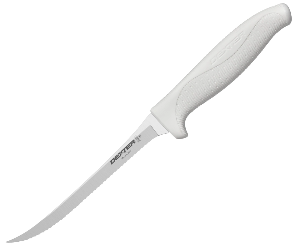 Dexter Scalloped Utility Knife ( SGL155NSC-PCP) 5.5 DEXSTEEL Serrated Blade, White SoftGrip Handle