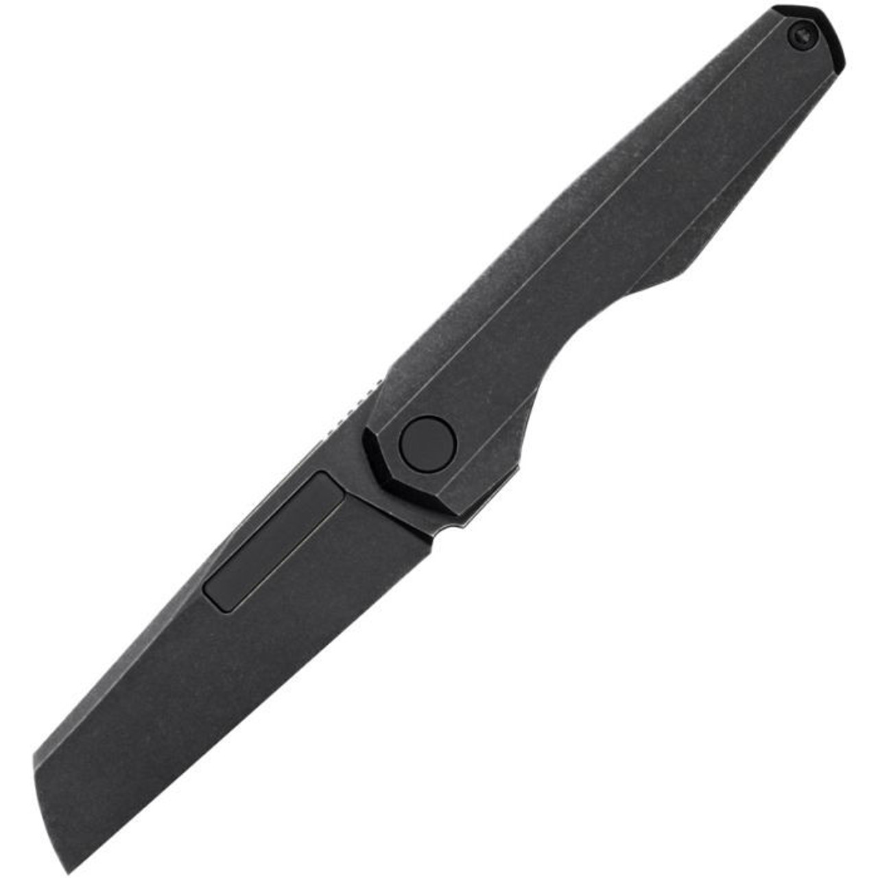 Vero Engineering Neuron (VRONBB) 2.76" Bohler M390 Blackwashed Sheepsfoot Plain Blade, Blackwashed Titanium Handle w/ Double Detent Non-Locking