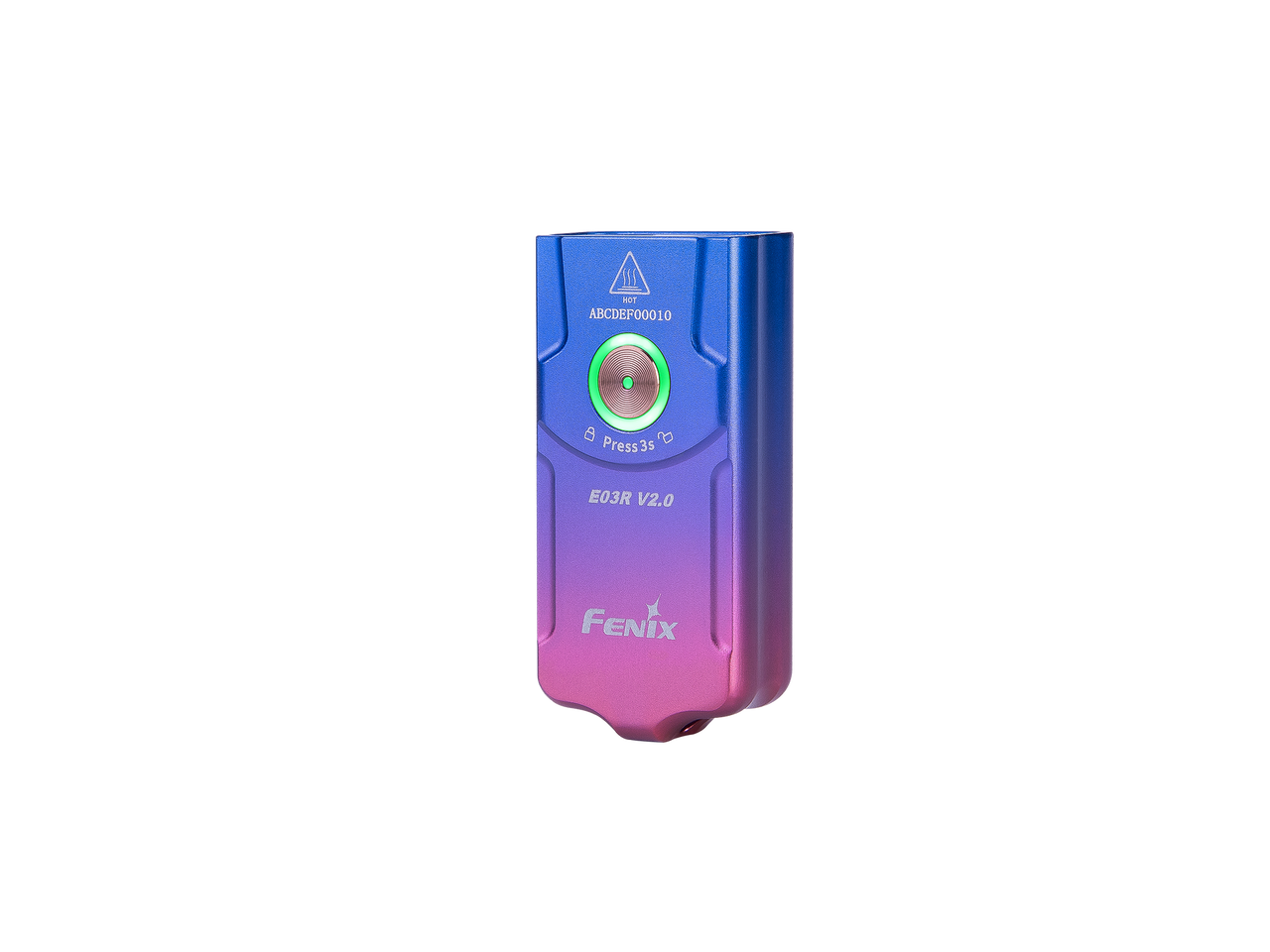 Fenix Flashlights Keychain Flashlight (FX-E03RV2-NEBULA) Blue/Purple/Pink Aluminum Rechargeable Keychain Flashlight, 500 Lumens