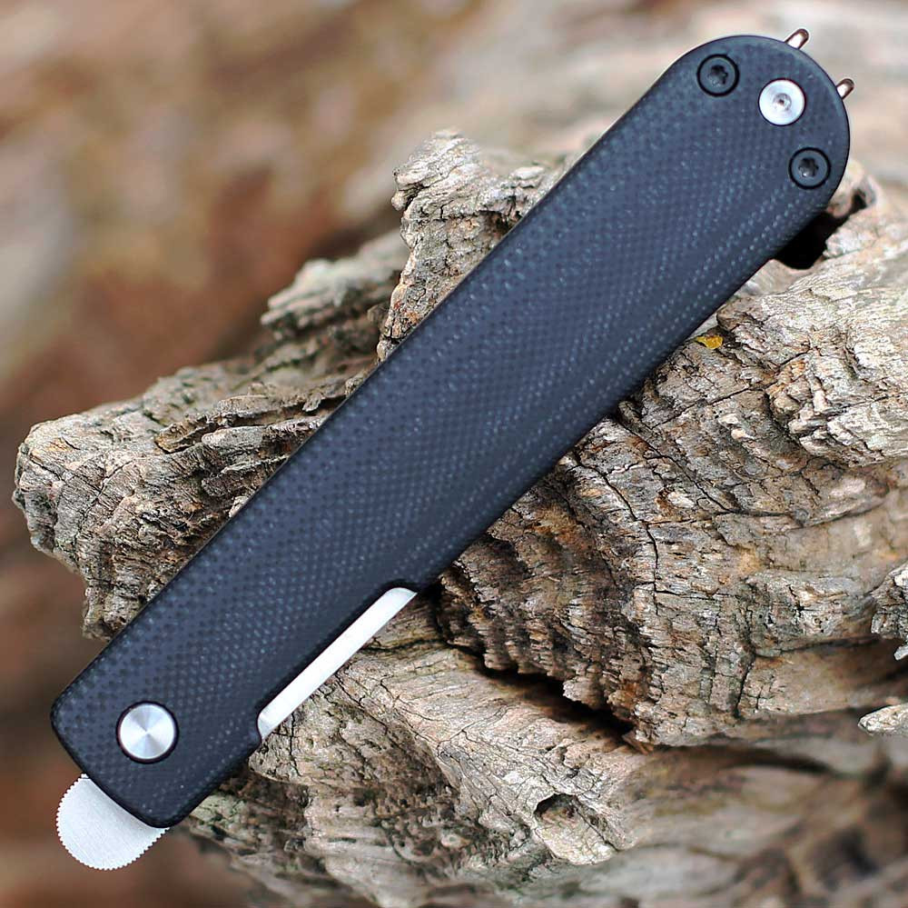 Boker Plus Friday Flipper 01BO898 - 2.83" Satin Nitro-V Sheepfoot Blade Plain Edge, Black G-10/Aluminum Handle