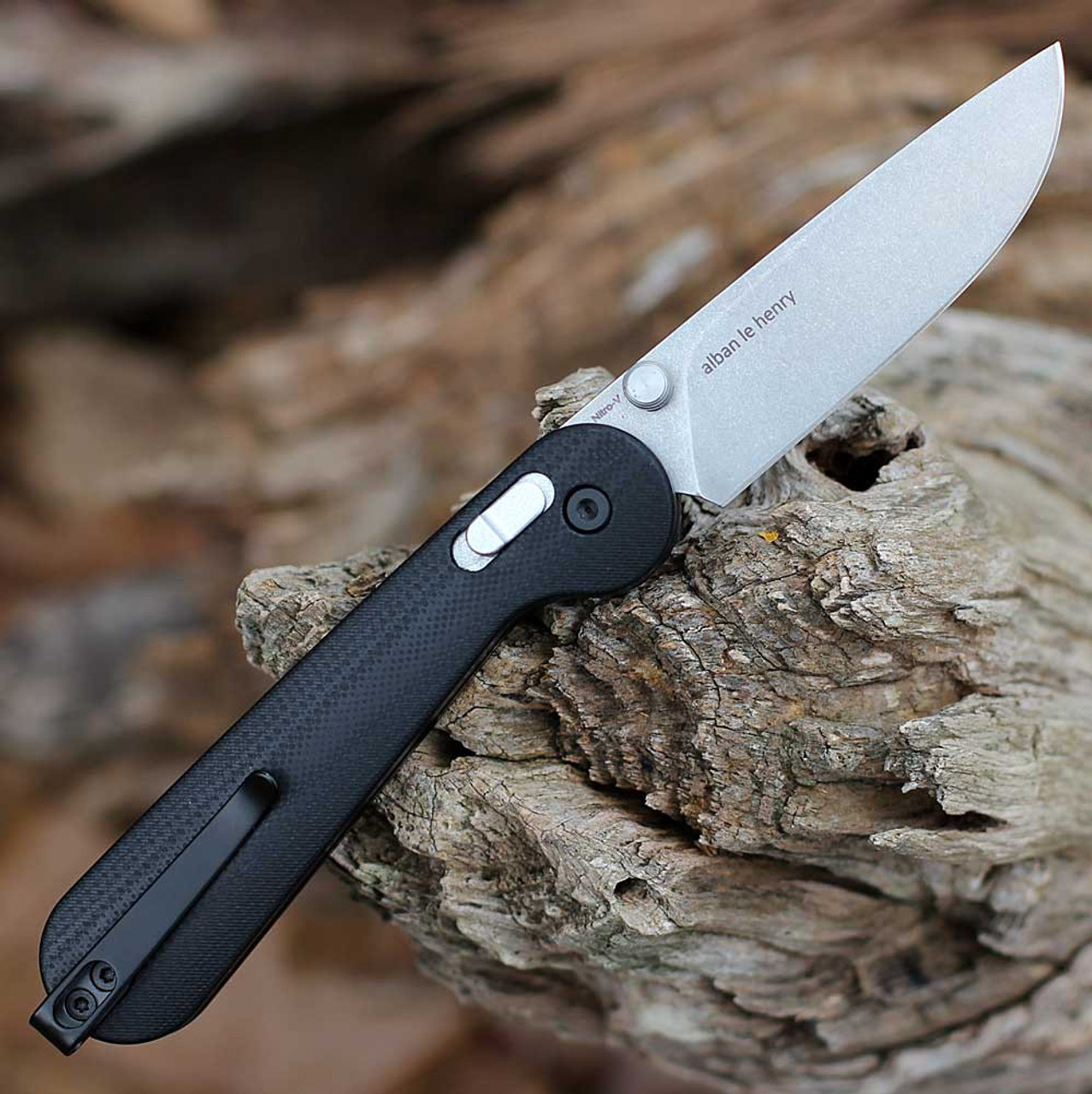 Boker Plus Hebdo 01BO899 - 2.83" Stonewashed Nitro-V Drop Point Plain Blade, Black G-10 Handle
